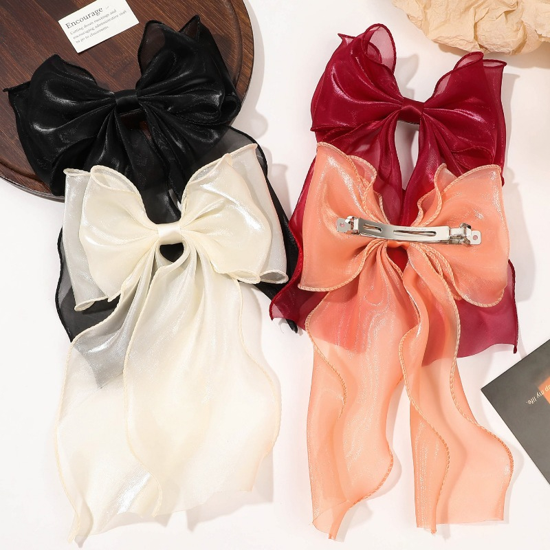 Ribbon Bow Gift - 1 szt. Off-biała siateczkowa kokardka ze
