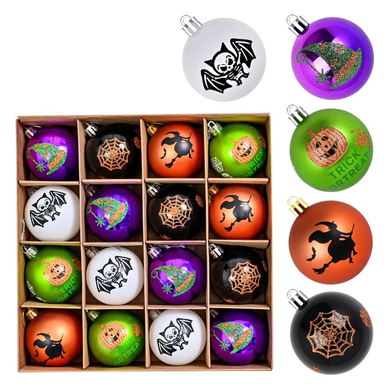 Ornament Ball Set - Zestaw ozdób wiszących na Halloween WORTHOWN-6Cm,