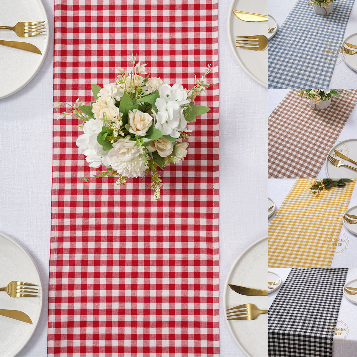 Christmas Table Runner - Rustykalny bawełniany bieżnik na stół w