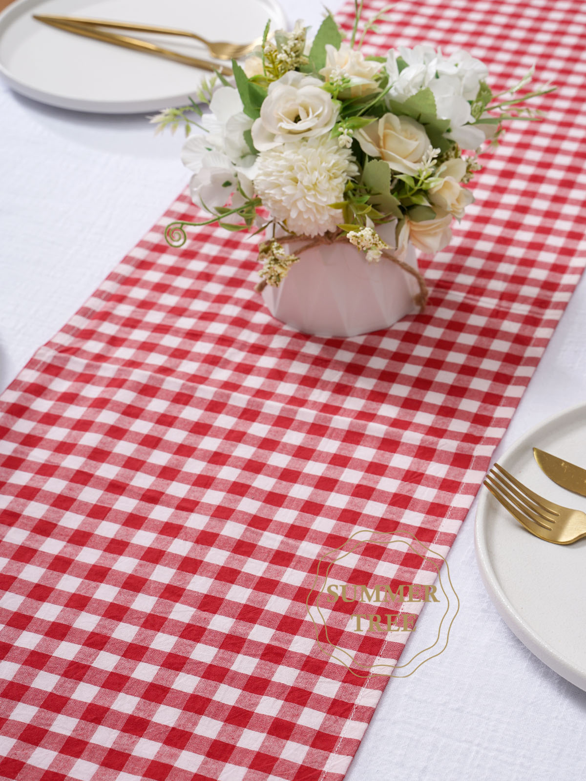 Rustykalny bawełniany bieżnik  – Christmas Table Runner recenzja i cena